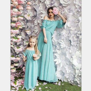 Off-Shoulder Mother Daughter Dress Family Matching Outfits Mommy and Me  Clothes