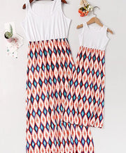 Load image into Gallery viewer, irregular mother daughter dresses v-neck floral print mommy and me clothes family matching outfits look mom mum baby girls dress