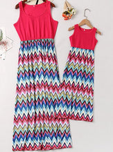 Load image into Gallery viewer, irregular mother daughter dresses v-neck floral print mommy and me clothes family matching outfits look mom mum baby girls dress