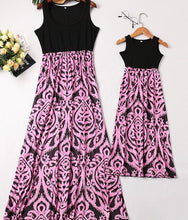 Load image into Gallery viewer, irregular mother daughter dresses v-neck floral print mommy and me clothes family matching outfits look mom mum baby girls dress