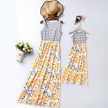 Load image into Gallery viewer, irregular mother daughter dresses v-neck floral print mommy and me clothes family matching outfits look mom mum baby girls dress