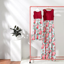 Load image into Gallery viewer, irregular mother daughter dresses v-neck floral print mommy and me clothes family matching outfits look mom mum baby girls dress