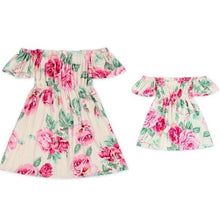 Load image into Gallery viewer, irregular mother daughter dresses v-neck floral print mommy and me clothes family matching outfits look mom mum baby girls dress